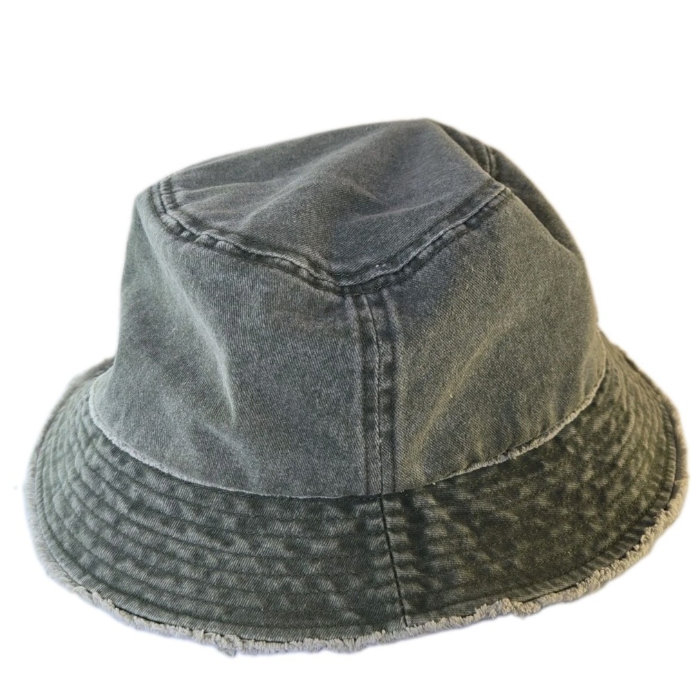 David and Young Frayed Denim Bucket Hat Distressed Green Acid Wash Y2K Style